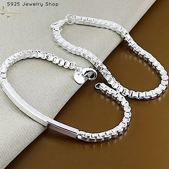 Sterling Silver Box Chain Two Piece Bracelet Set - Picture 1 of 6